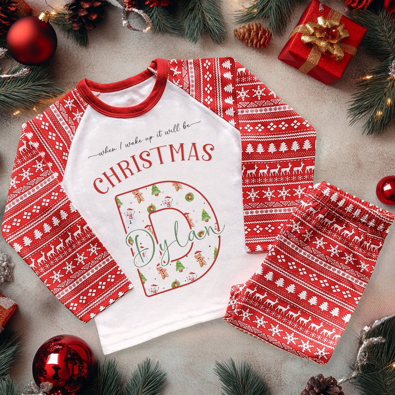 When I Wake Up It Will Be Christmas Pattern Personalised Kids Pyjamas Set - Little Lili Store