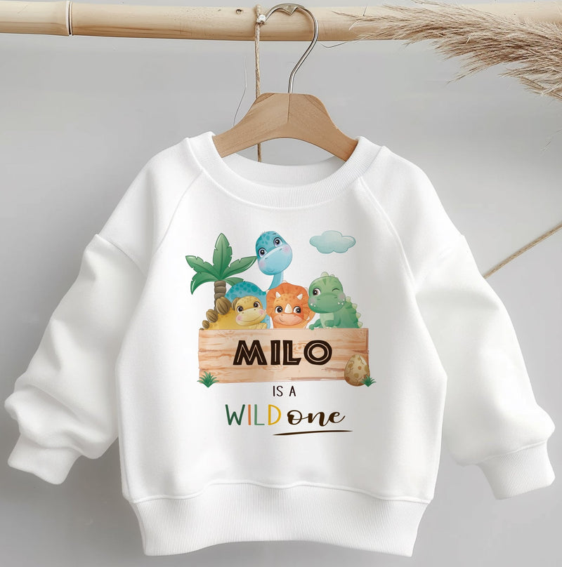 Wild One Dinosaurs Personalised Toddler & Kids Sweatshirt - Little Lili Store