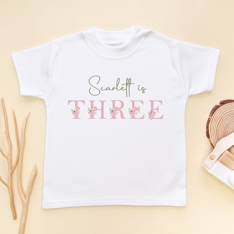 3rd Birthday Floral Theme Personalised T Shirt - Little Lili Store (8118087680280)