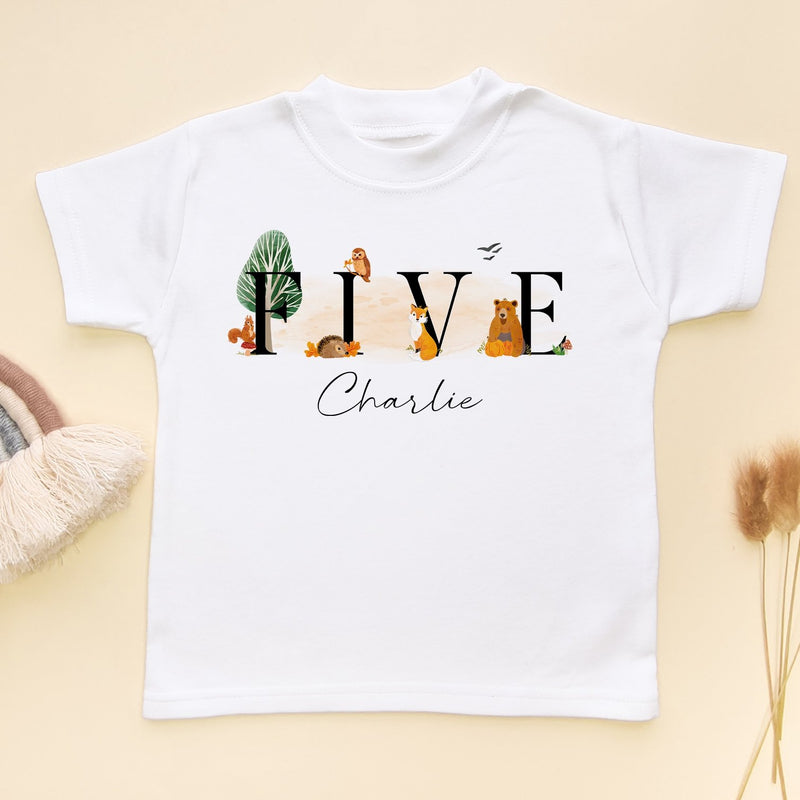 5th Birthday Woodland Animals Personalised T Shirt - Little Lili Store (8115120275736)