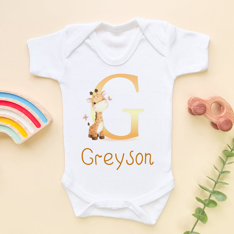 Personalised Cute Giraffe Baby Bodysuit (6567776747592)