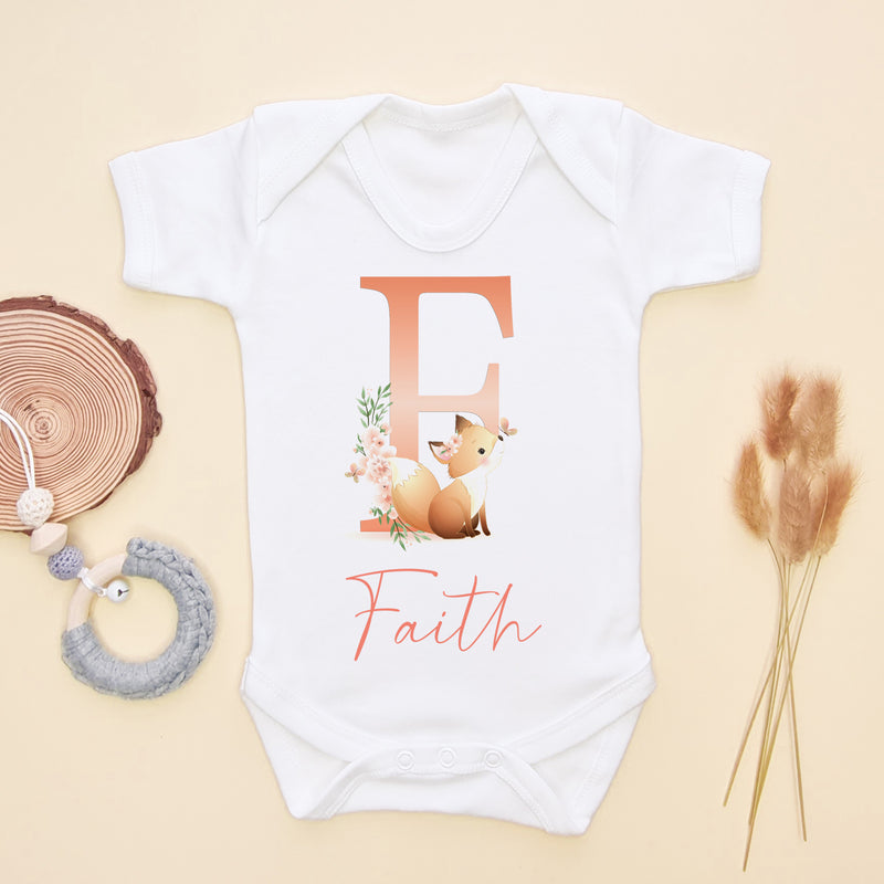 Personalised Cute Fox Baby Bodysuit (6567776649288)