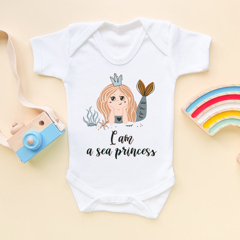 I Am a Sea Princess Mermaid Baby Bodysuit (6565588828232)