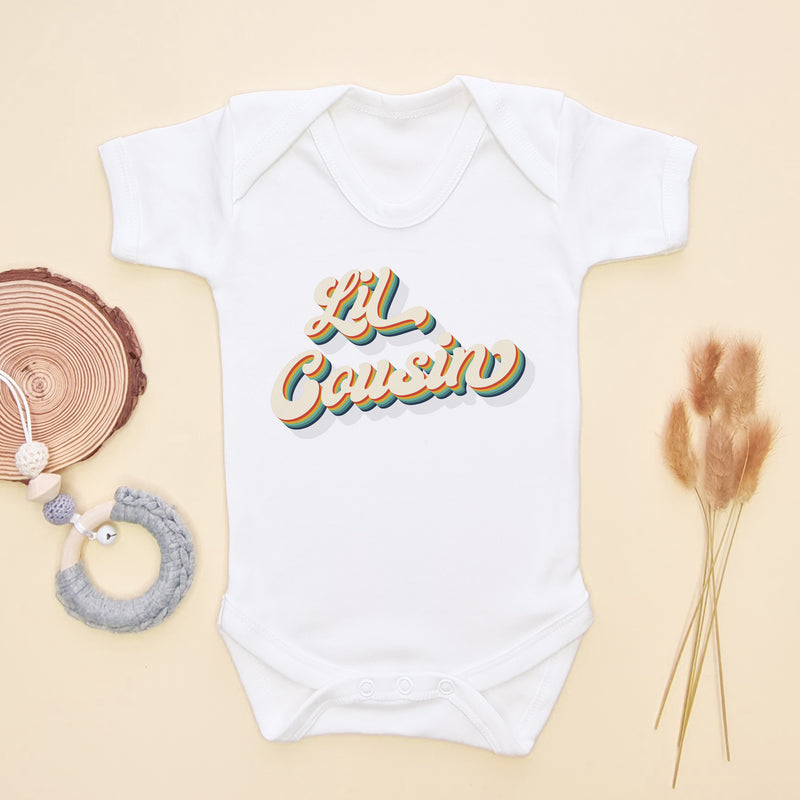 Lil Cousin Rainbow Retro Style Baby Bodysuit (6547510362184)