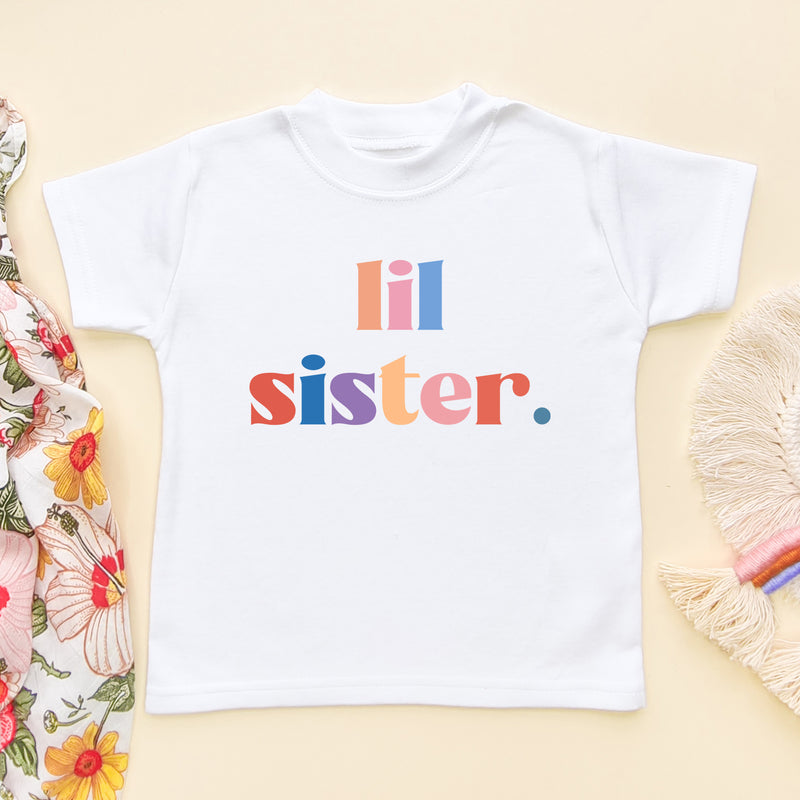 Lil Sister Rainbow Colours T Shirt (6565602164808)