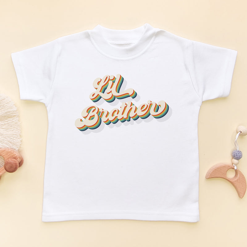 Lil Brother Rainbow Retro Style T Shirt (6547508920392)