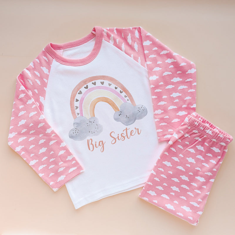 Big Sister Rainbow Pink Pyjamas Set - Little Lili Store (8715937644824)