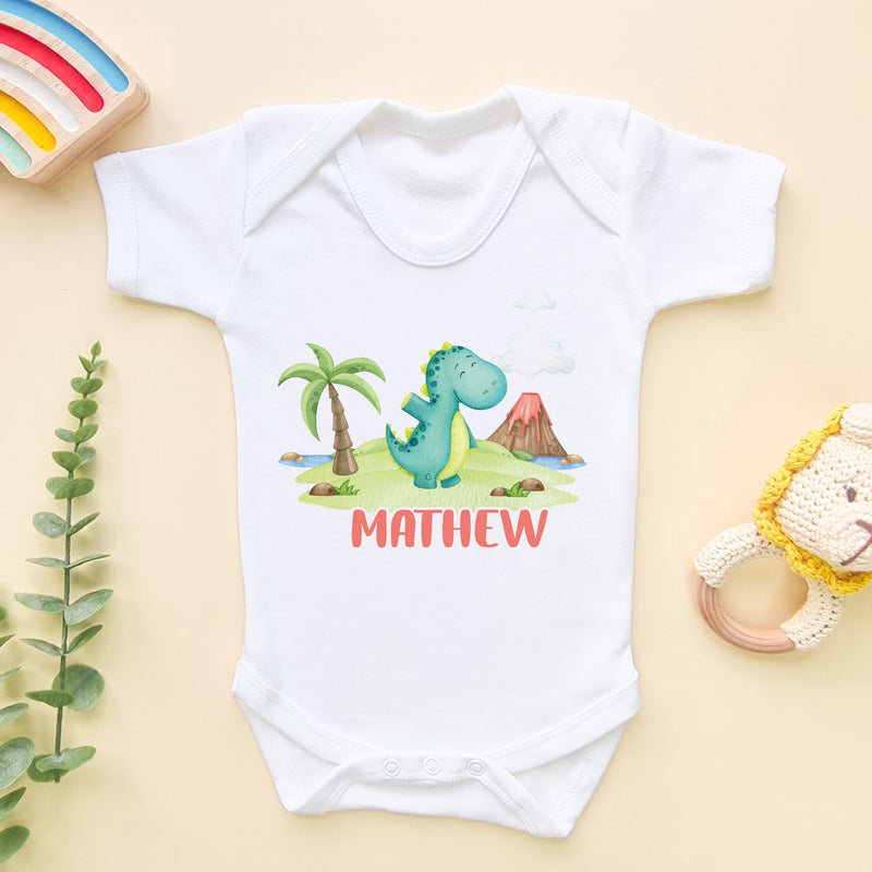 Dinosaur Theme Dino Personalised Baby Bodysuit - Little Lili Store (6609755701320)