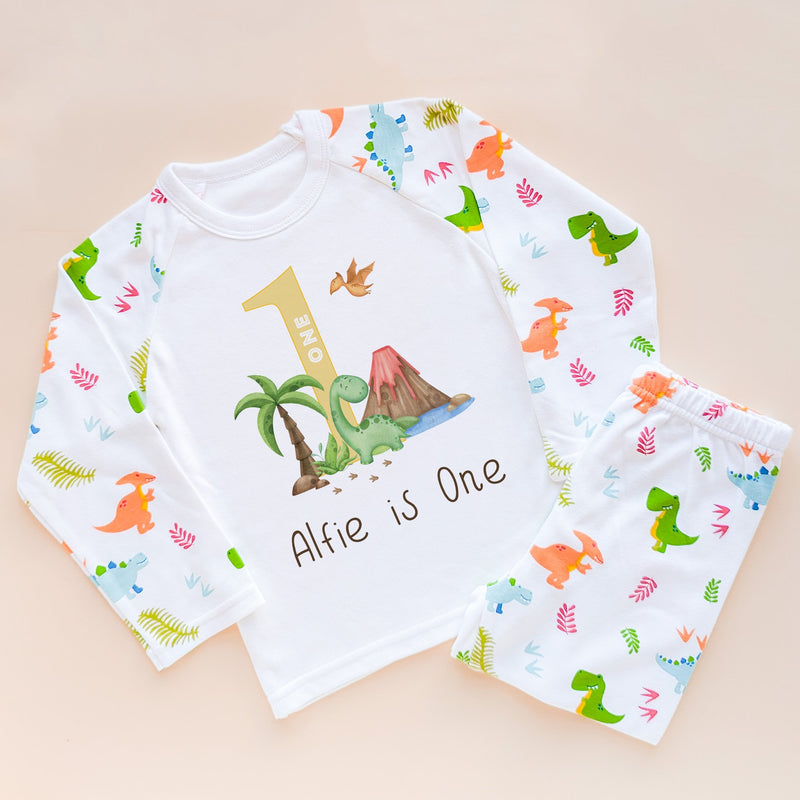 First Birthday Dinosaur Theme Personalised Pyjamas Set - Little Lili Store (8565715566872)