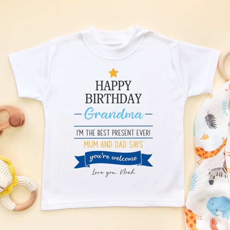 Happy Birthday Grandma Quote (Boy) Personalised Toddler T Shirt - Little Lili Store (6607933341768)