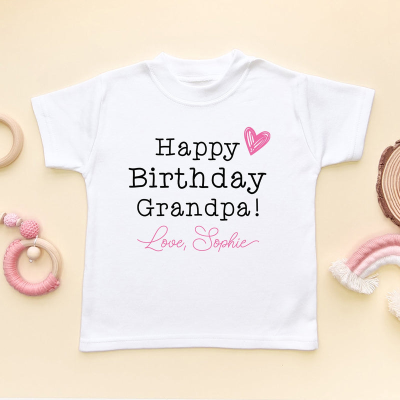 Happy Birthday Grandpa (Girl) Personalised Toddler T Shirt - Little Lili Store (6607933571144)