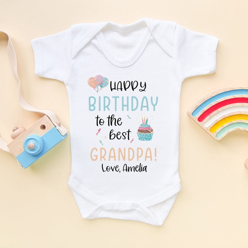 Happy Birthday To The Best Grandpa Personalised Gift Baby Bodysuit - Little Lili Store (8315327775000)