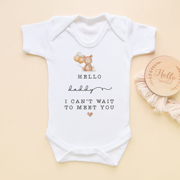 Hello Daddy Cute Teddy Bear Baby Announcement Bodysuit – Little Lili Store