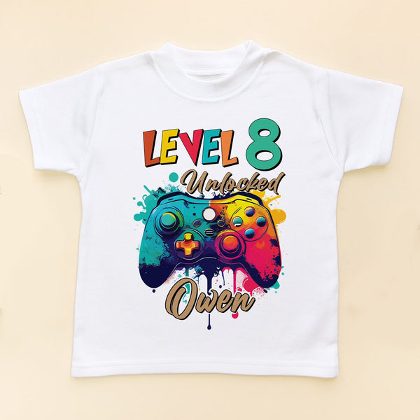 Level 8 Unlocked Gamer Happy Birthday T-Shirt