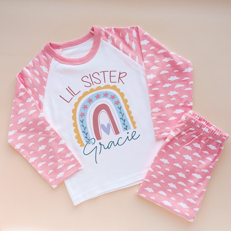 Lil Sister Cute Rainbow Personalised Pyjamas Set - Little Lili Store (8715938464024)
