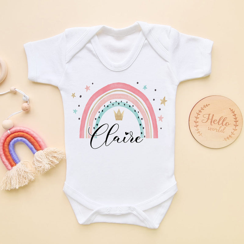 Rainbow Personalised Baby Bodysuit - Little Lili Store (6609760157768)