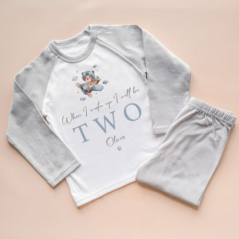 When I Wake Up I Will Be Two Personalised Birthday Flying Bear Pyjamas Set - Little Lili Store (8569691341080)