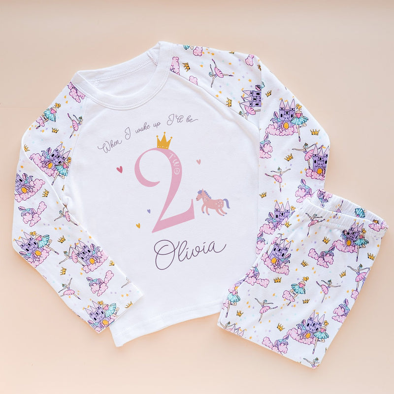 When I Wake Up I Will Be Two Personalised Birthday Girl Pyjamas Set - Little Lili Store (8569469468952)